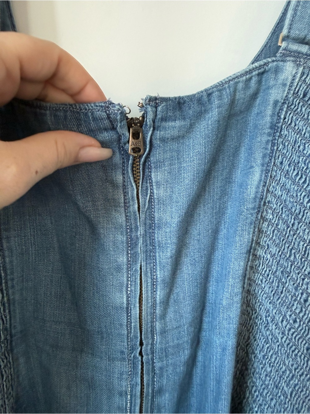 Abercrombie & Fitch Bra-Free Dylan Chambray Midi Dress - Picture 8 of 12